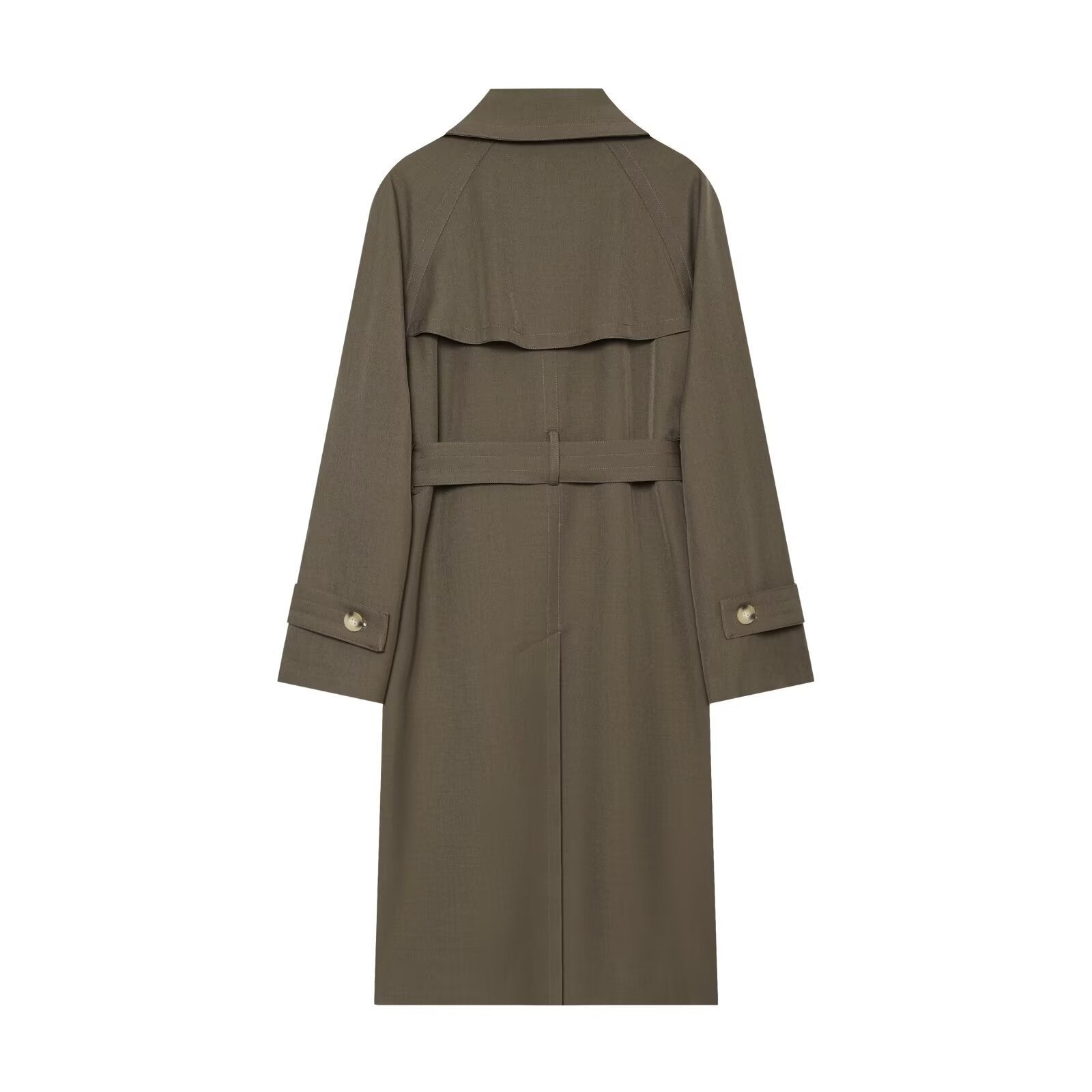 Women's long double-breasted trench coat with tie belt and raglan sleeves Chichicherry