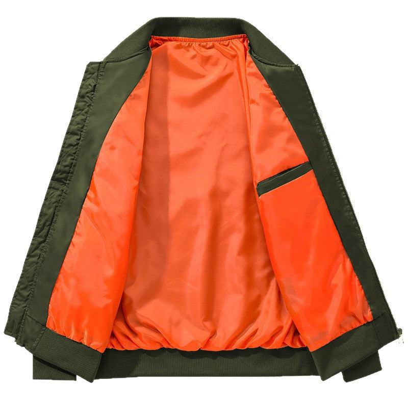 Men's bomber jacket in flight style with contrasting inner lining, sleeve zip pocket & ribbed cuffs Chichicherry