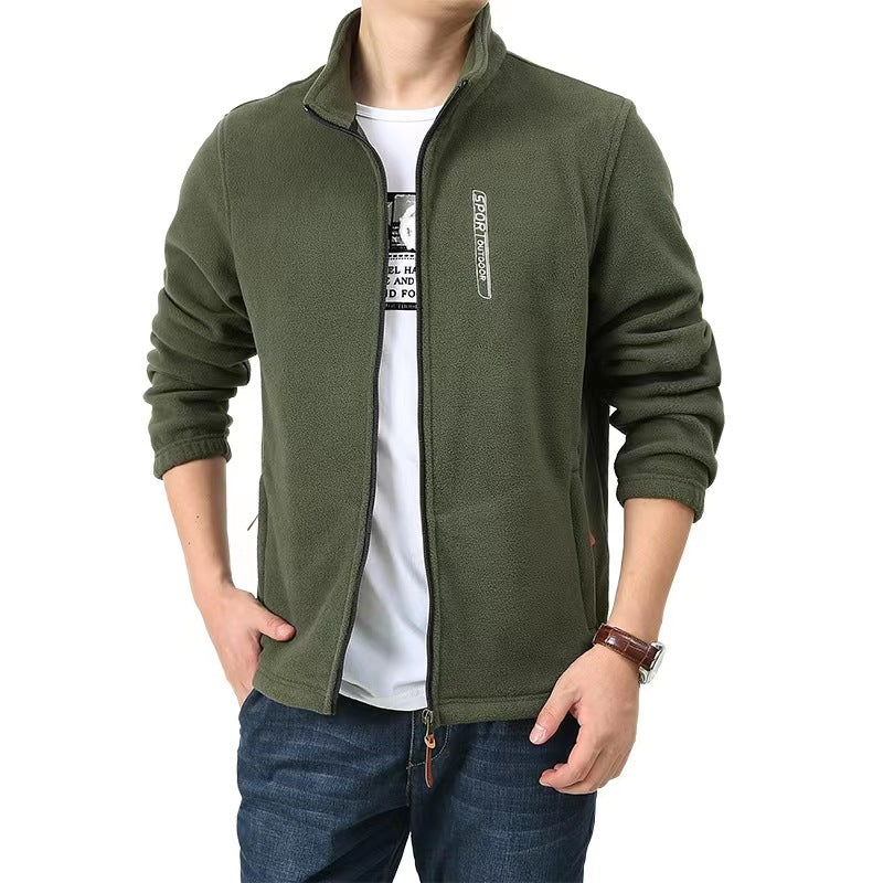 Men's fleece jacket with full zip, stand-up collar and side pockets Chichicherry