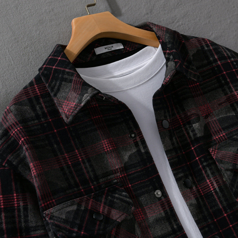 Men's Checked Overshirt made of Cozy Flannel with Chest Pockets Chichicherry