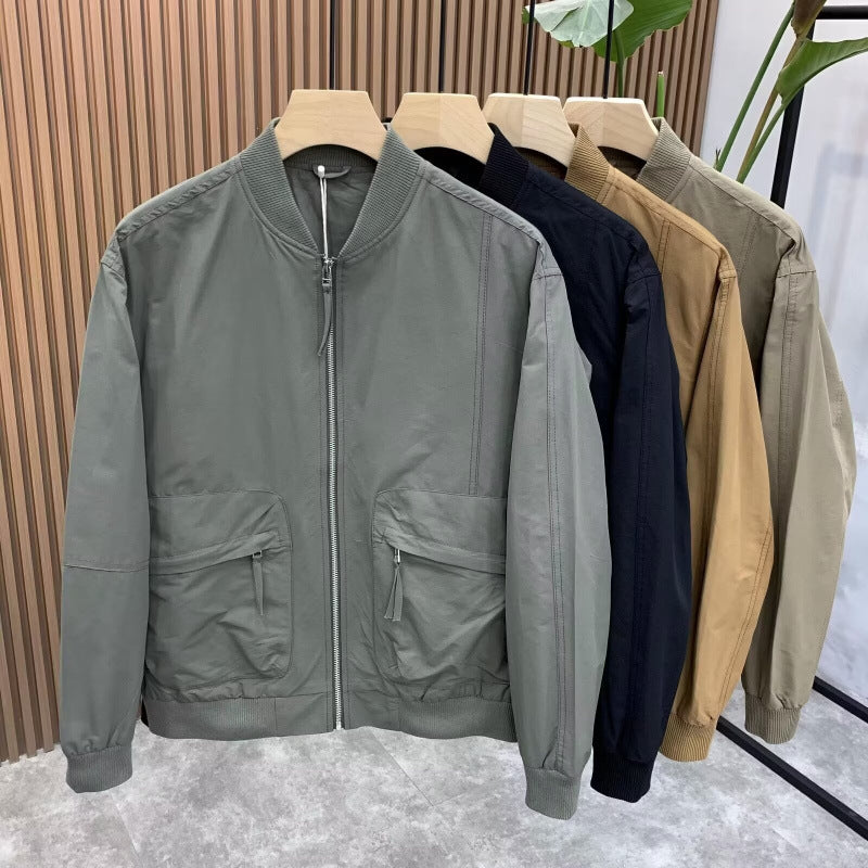 Herren Leichte Utility-Bomberjacke mit Reißverschluss, Multifunktions-Taschen und Rippbündchen Chichicherry