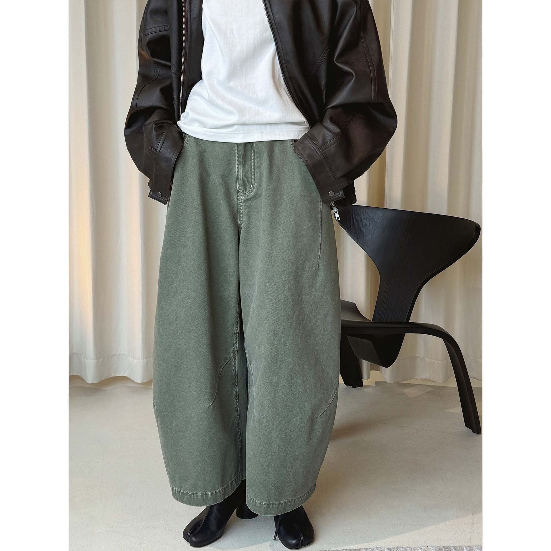 Women's wide high-waisted culotte pants made of cotton twill with large patch pockets Chichicherry