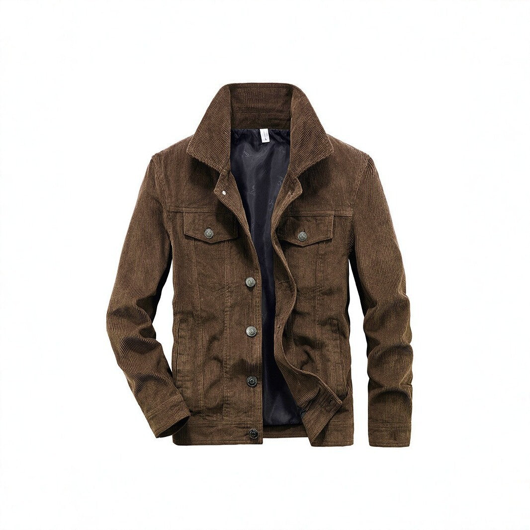 Men's cord jacket made of fine corduroy with shirt collar, chest pockets, and quilted inner lining Chichicherry