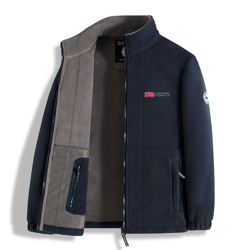 Men's fleece jacket with microfleece inner lining, stand-up collar and two-way zipper Chichicherry
