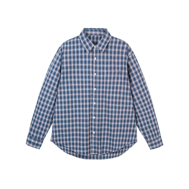 Men's Casual Check Shirt in Overshirt Style with Button-Down Collar and Rounded Hem Chichicherry