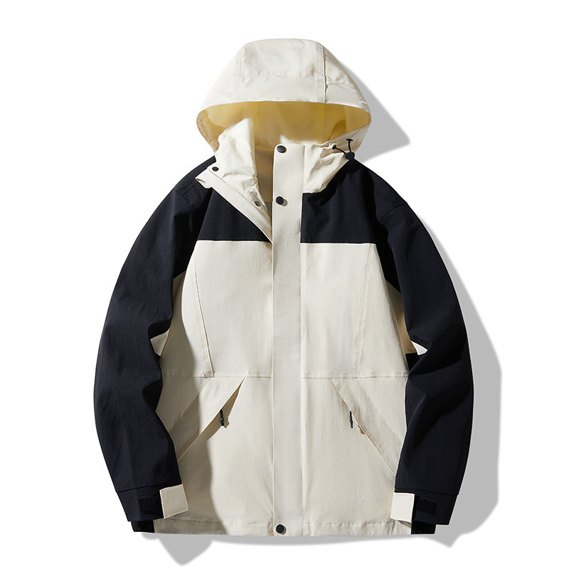 Men's Technical Colorblock Softshell Rain Jacket with Adjustable Hood Chichicherry
