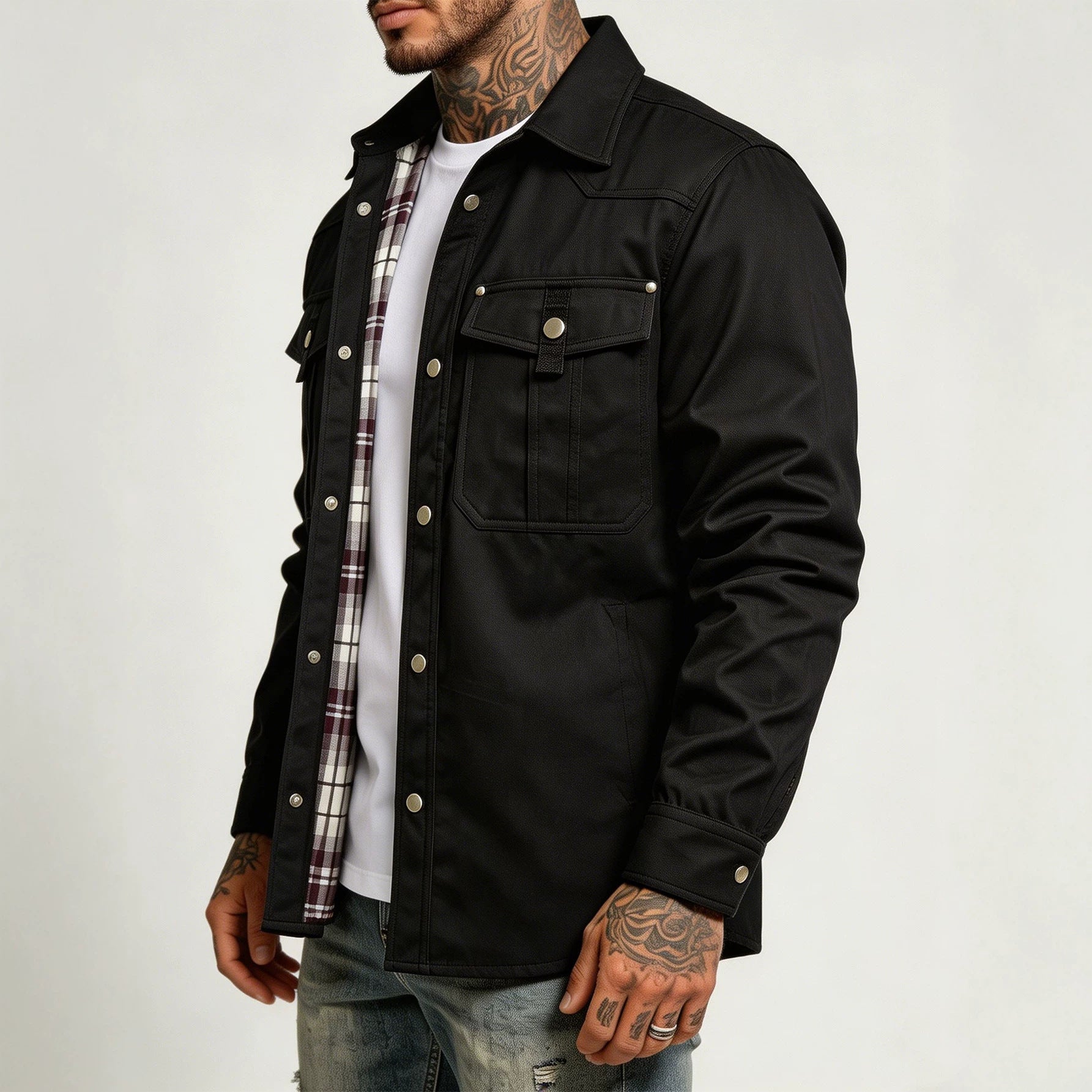 Men's Canvas Shirt Jacket Chichicherry