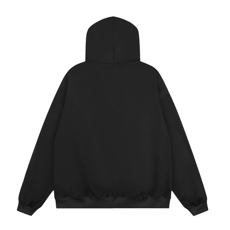 Unisex hooded sweat jacket with faux fur lined hood, zipper and embroidered badges Chichicherry