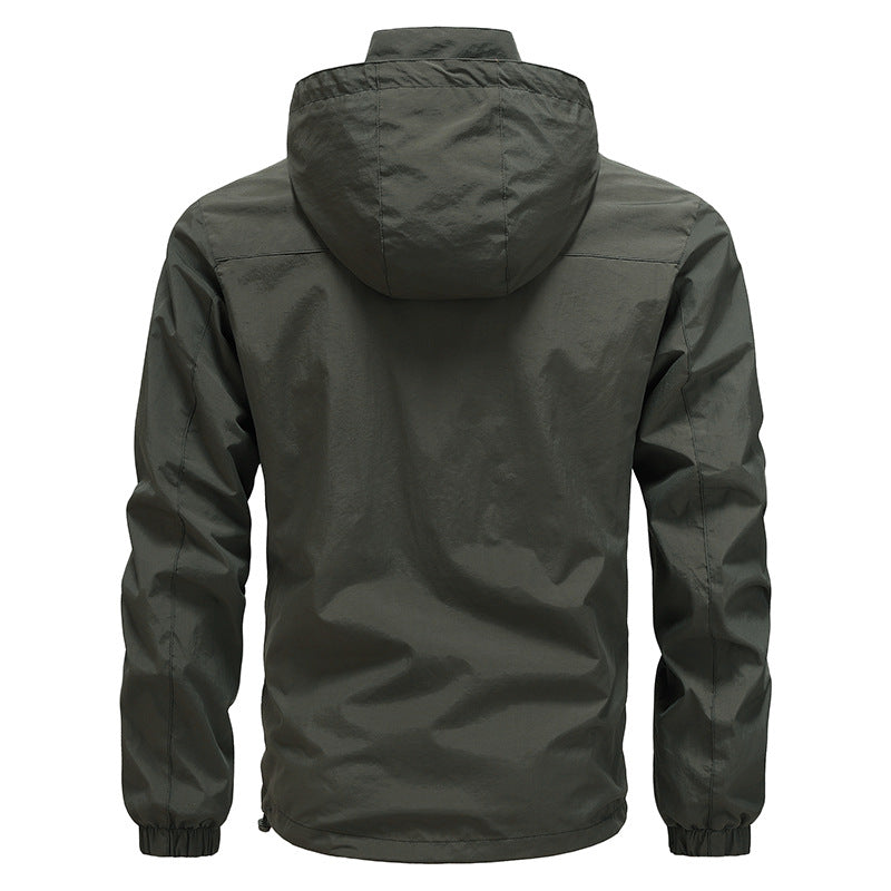 Men's Breathable Ultralight Wind and Rain Jacket with Mesh Lining and Concealed Chest Pocket Chichicherry