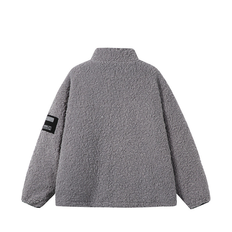 Unisex Teddy Fleece Jacket with Stand-up Collar, High Warmth and Contrasting Zipper Chichicherry