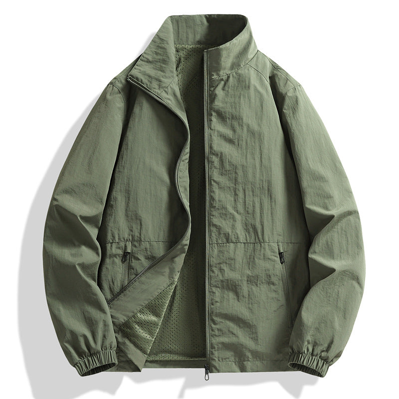 Men's lightweight breathable windbreaker with stand-up collar and perforated lining Chichicherry