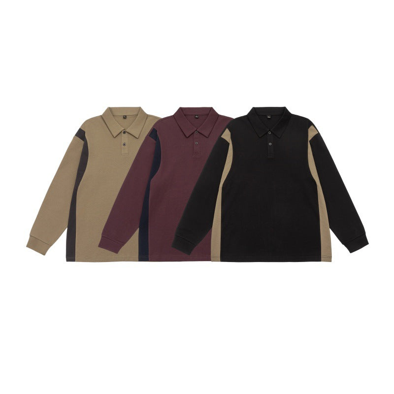 Unisex Long Sleeve Polo Shirt in Oversize Sweatstyle with Contrast Side Inserts Chichicherry