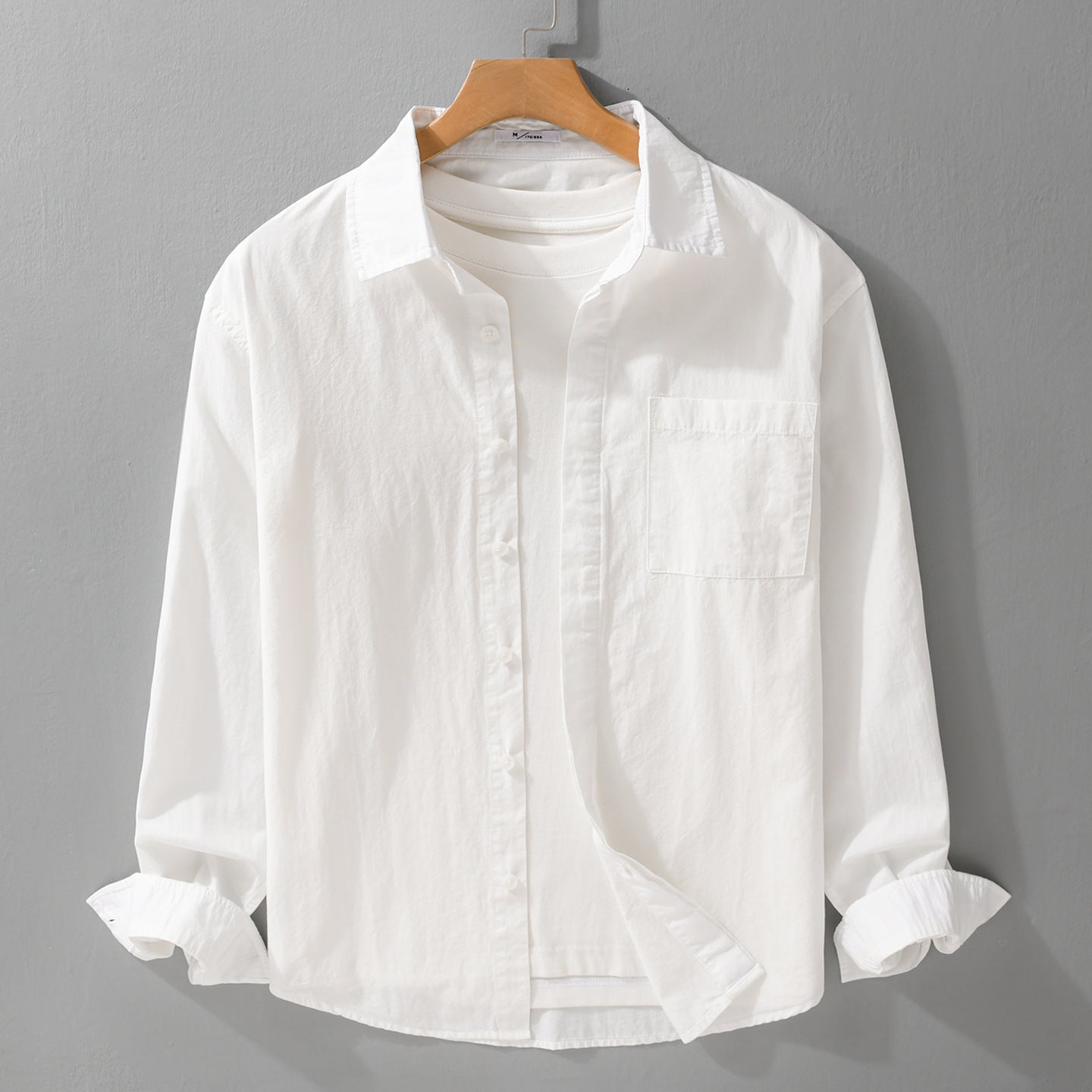 Men's Relaxed-Fit Cotton Overshirt with Kent Collar and Chest Pocket Chichicherry