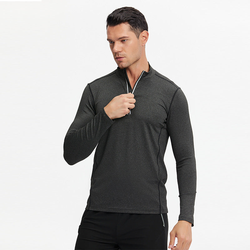 Men's long sleeve training shirt with half zipper and breathable functional material Chichicherry