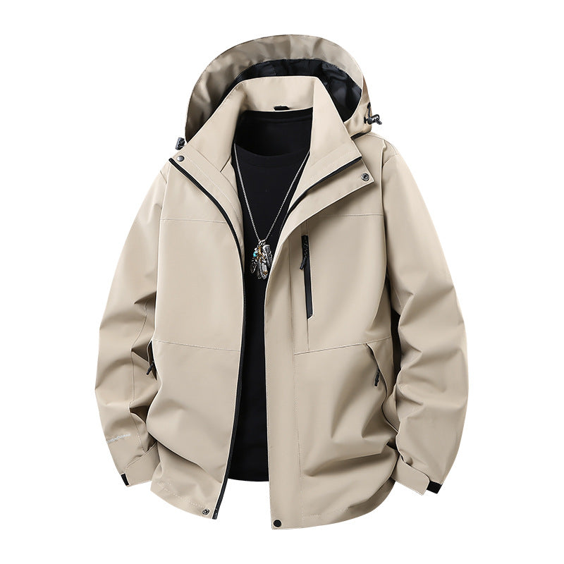 Men's Technical Softshell Rain Jacket with Taped Seams, Adjustable Hood and Water-Repellent Zippers Chichicherry