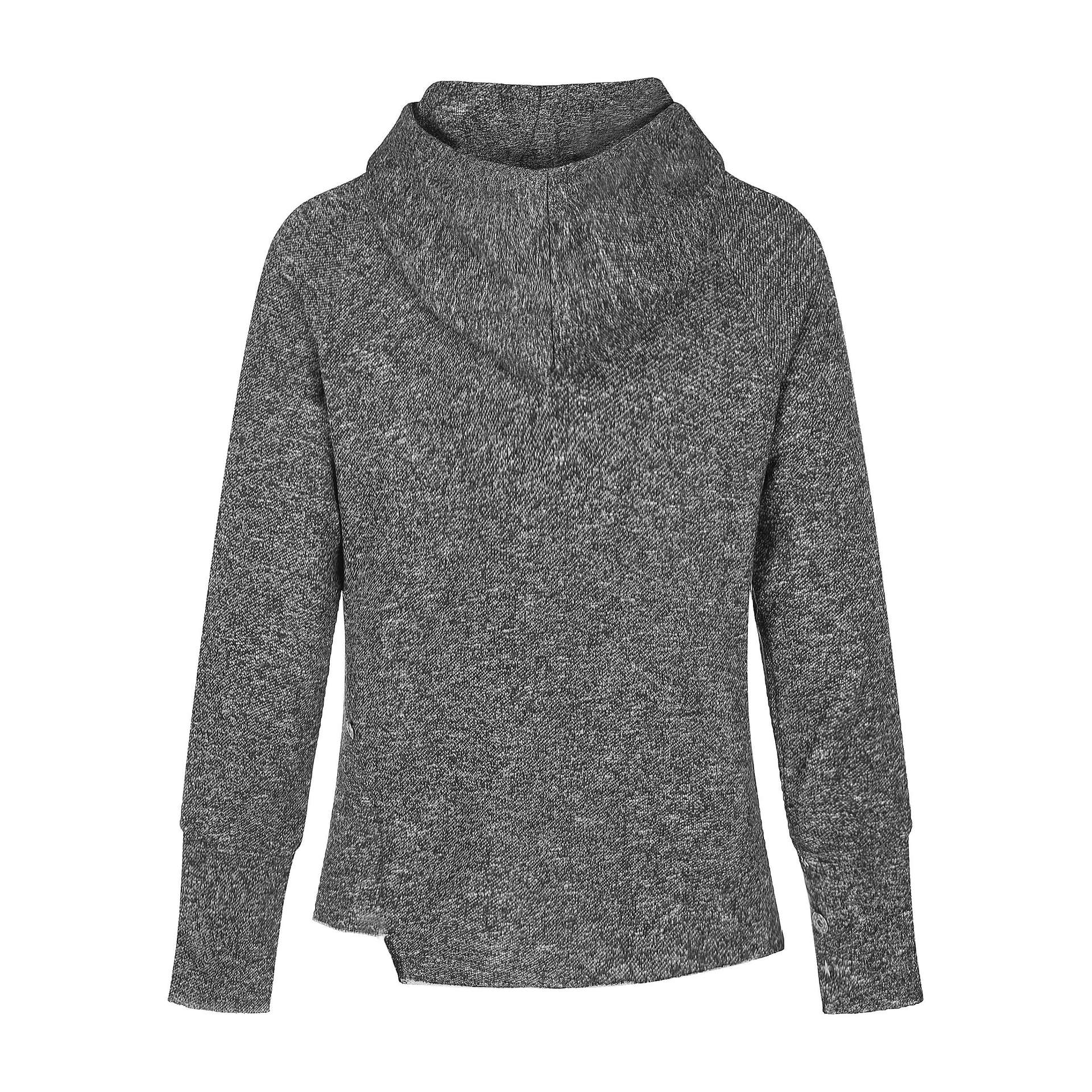 Women’s finely textured knit sweater with funnel neck, raglan sleeves, and side slit Chichicherry