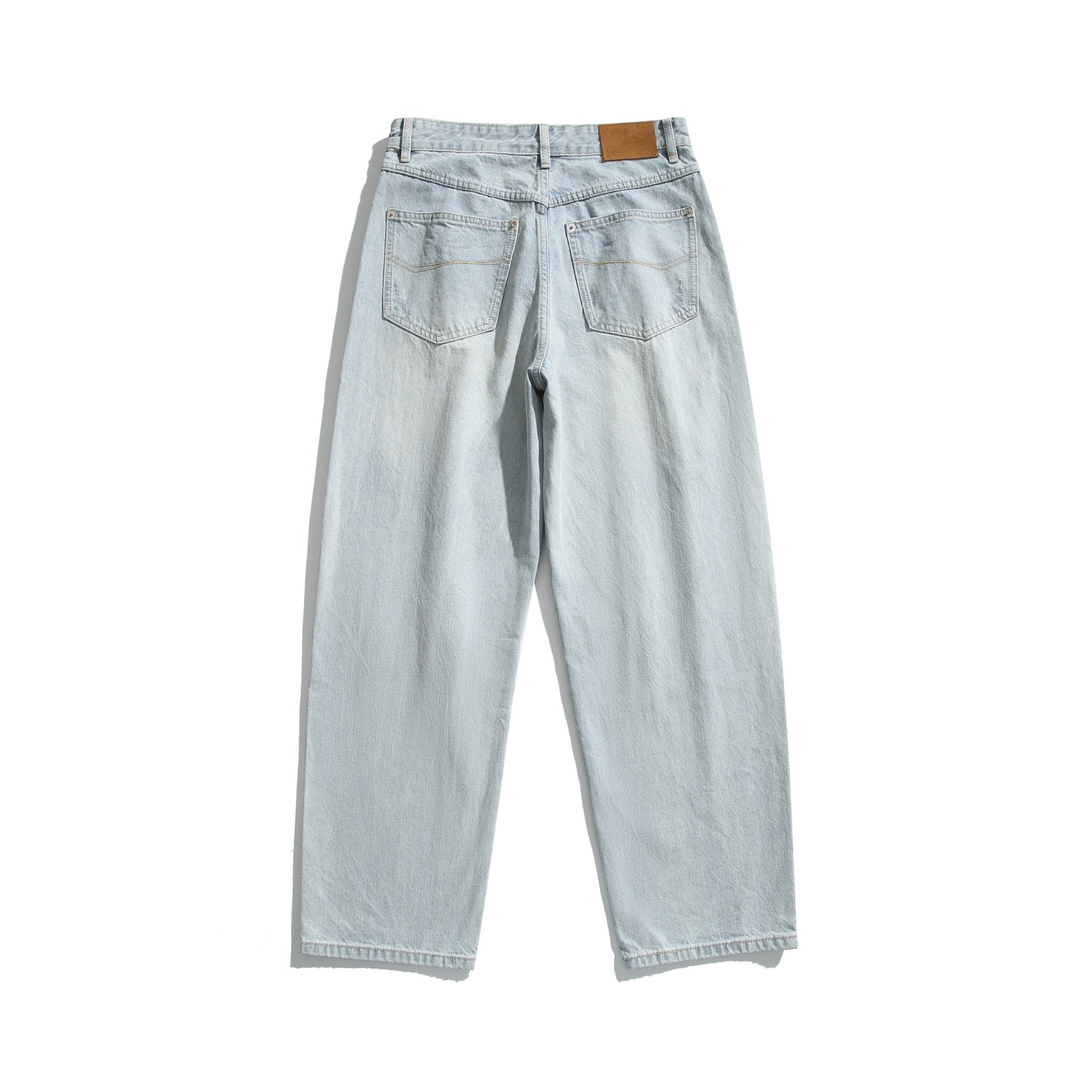 Ladies High-Waist Relaxed-Straight Jeans with Destroy Effect and Wide Leg Chichicherry