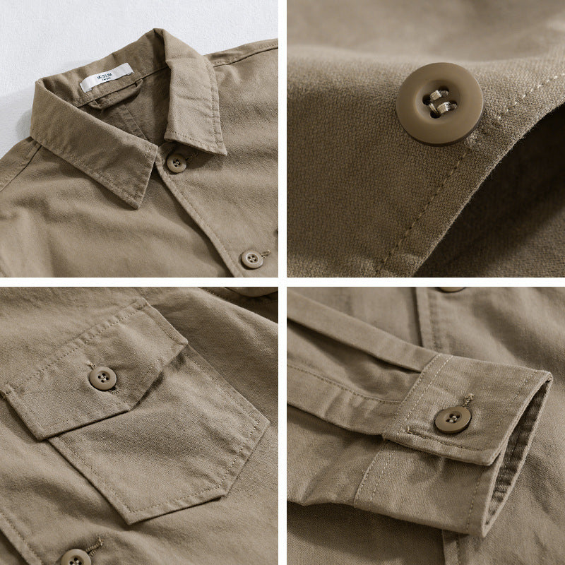 Men's Relaxed-Fit Cotton Overshirt with Chest Pocket and Shirt Collar Chichicherry