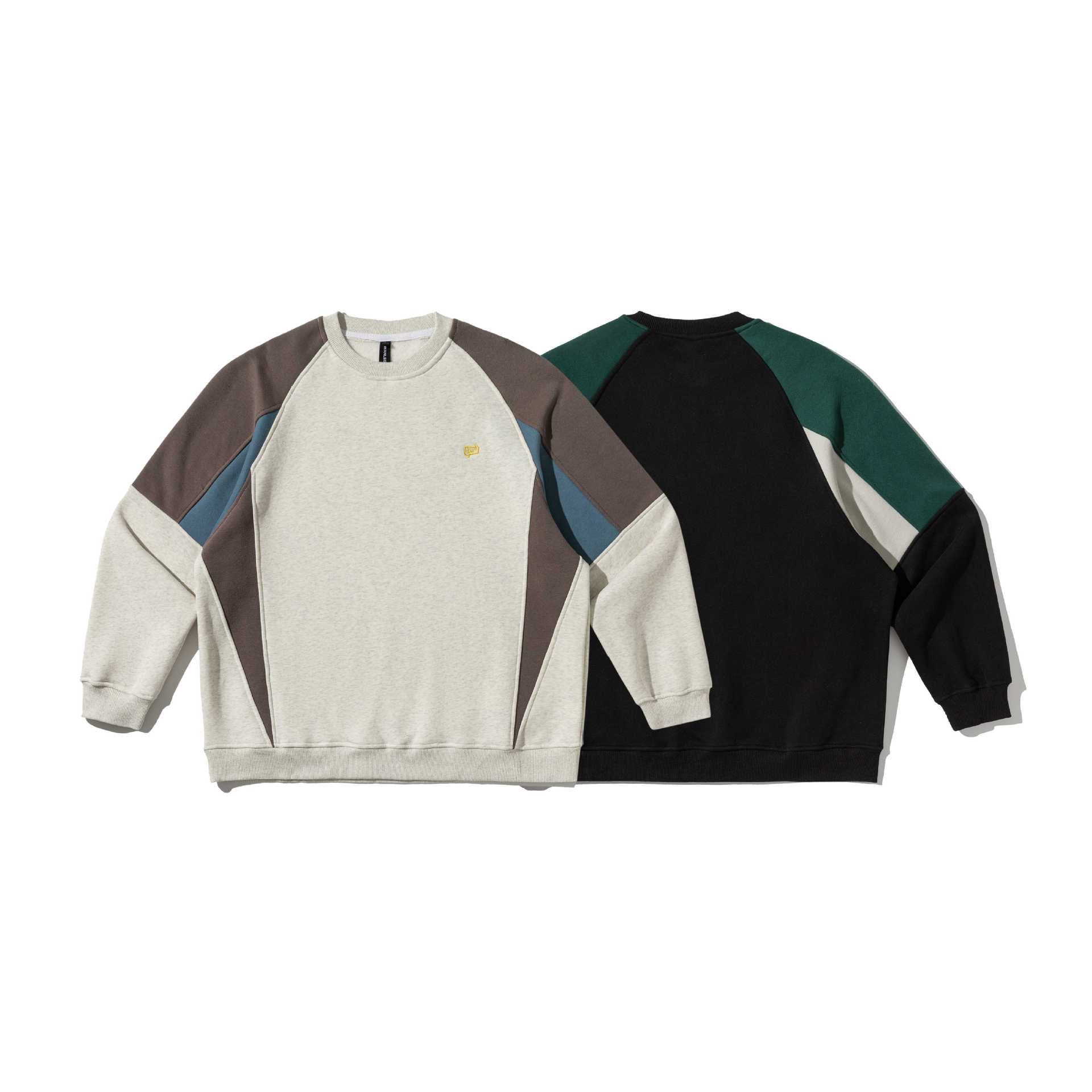 Unisex Colorblock Sweatshirt with raglan sleeves and textured decorative seam Chichicherry