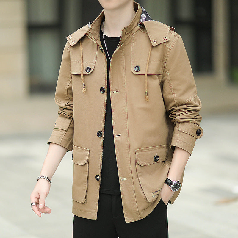 Men's transitional parka in field design with hood, flap pockets and arm straps Chichicherry