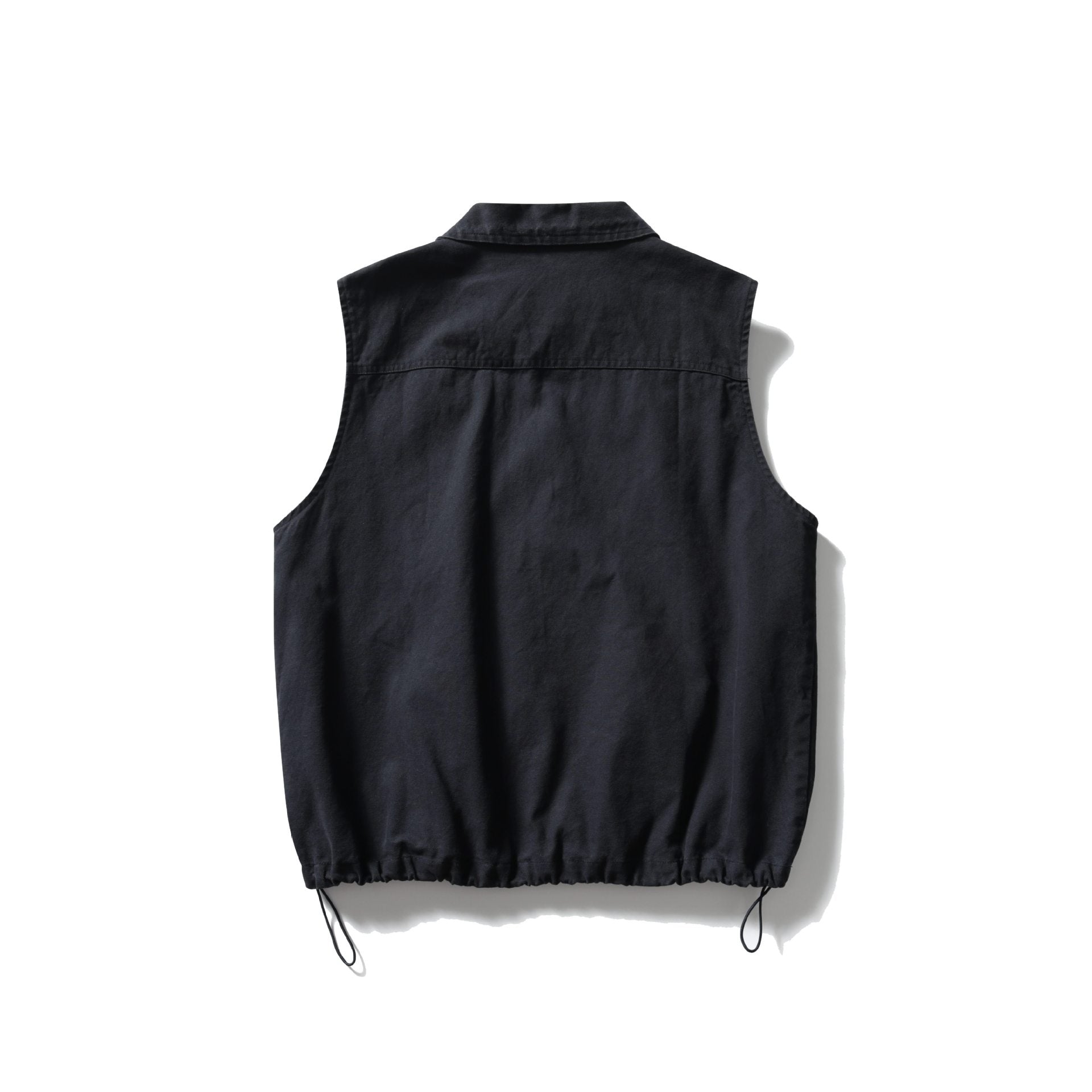 Women's Sleeveless Utility Vest with Shirt Collar, Drawstring Hem, and Kangaroo Pockets Chichicherry