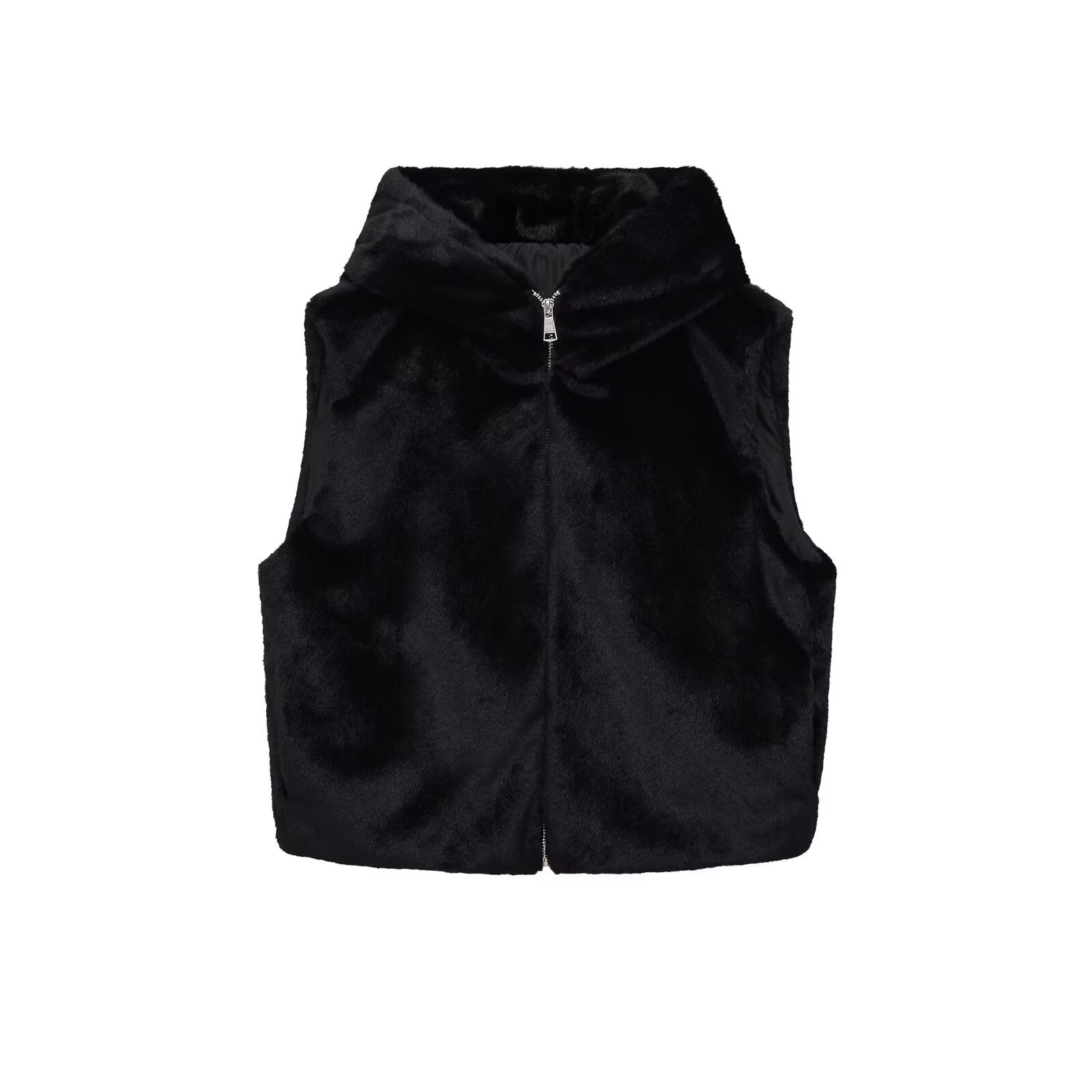 Women’s sleeveless teddy vest with hood and zipper Chichicherry