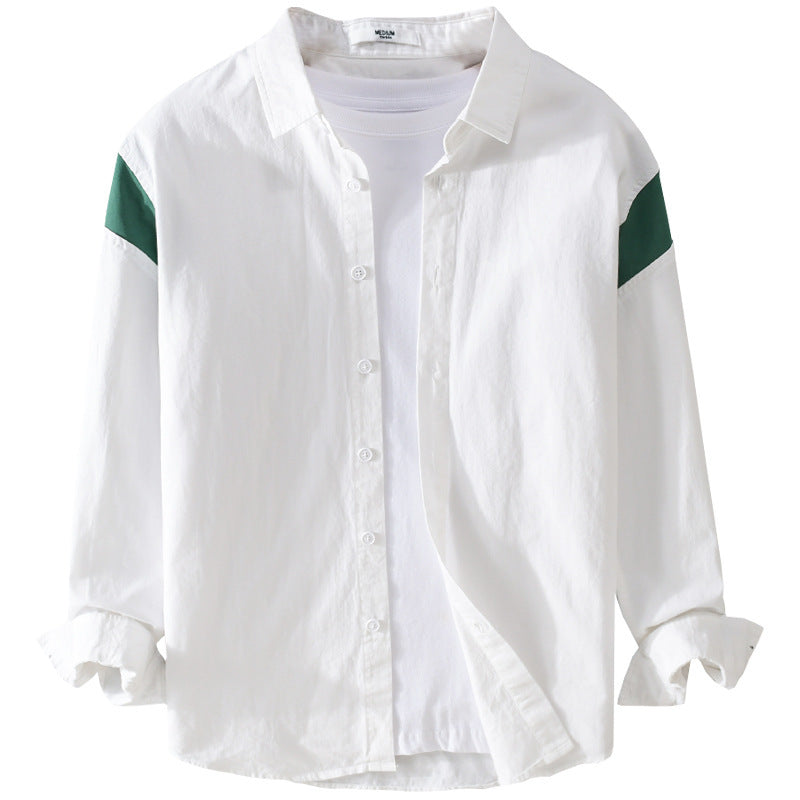 Men's Lightweight Cotton Layering Shirt with Contrast Shoulder Panel and Concealed T-Shirt Chichicherry