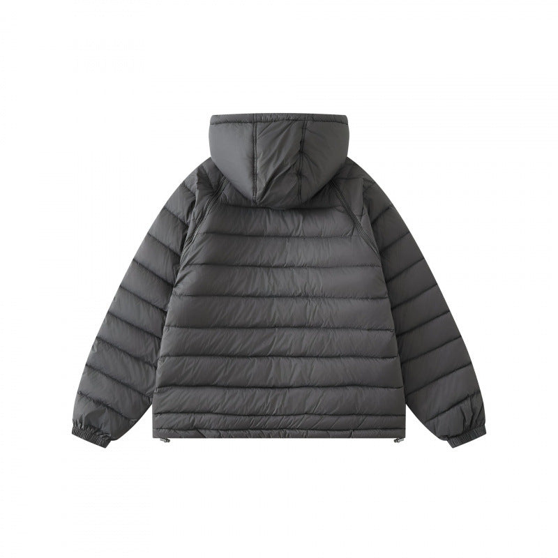 Unisex Lightly Padded Hooded Jacket with Two-Way Zipper and Adjustable Hem Chichicherry