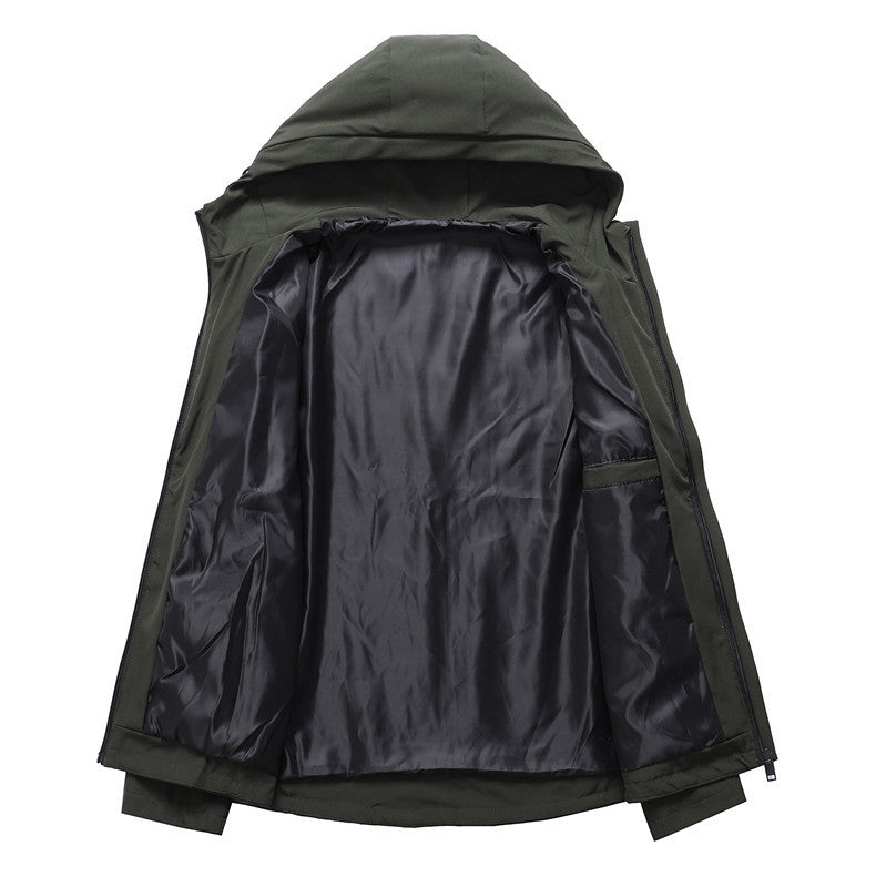 Men's Lightweight Softshell Hoodie Jacket with Hood, wind and water repellent shell and hidden zipper Chichicherry