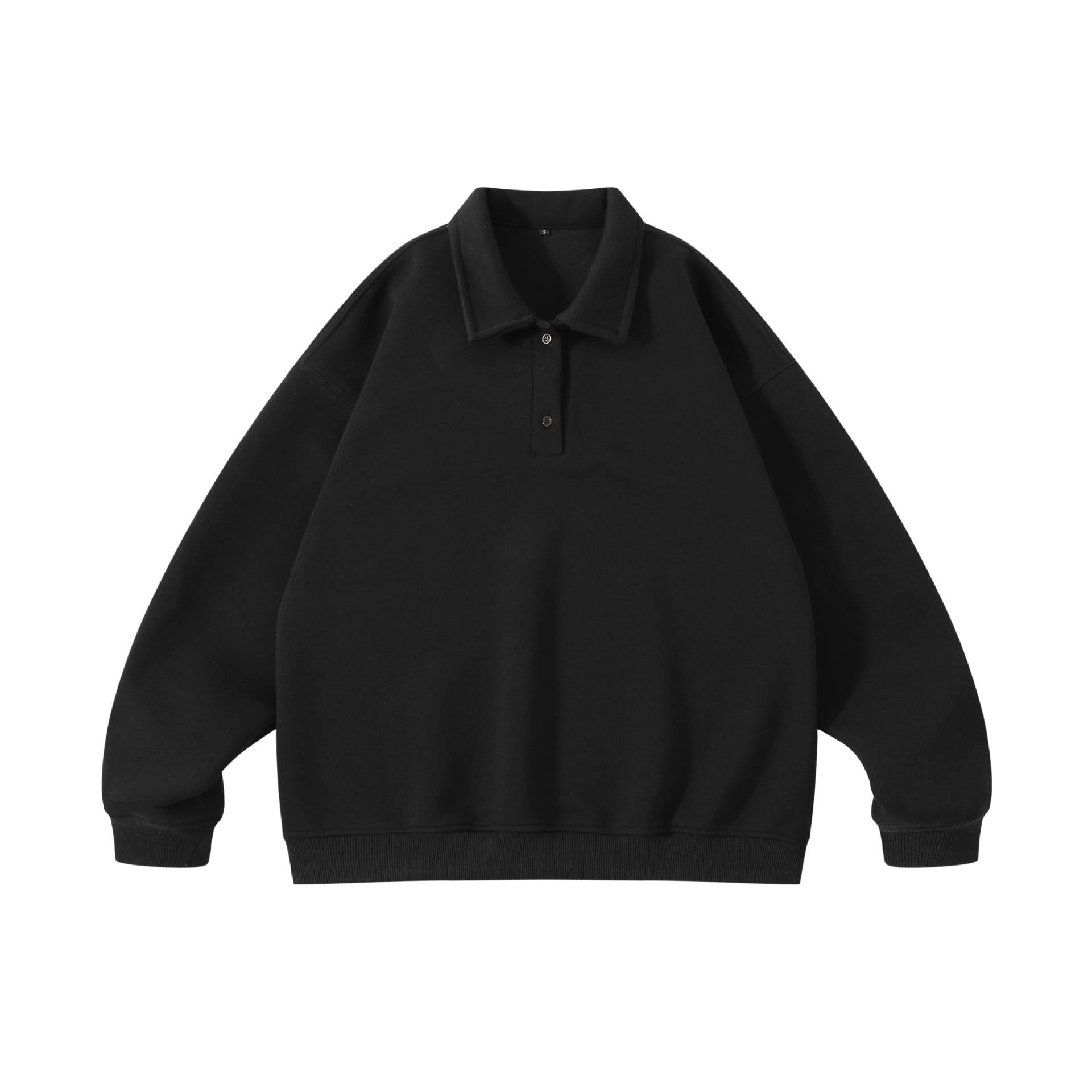 Unisex Oversize Henley Polo Sweatshirt with Kent collar, raglan sleeves and ribbed cuffs Chichicherry