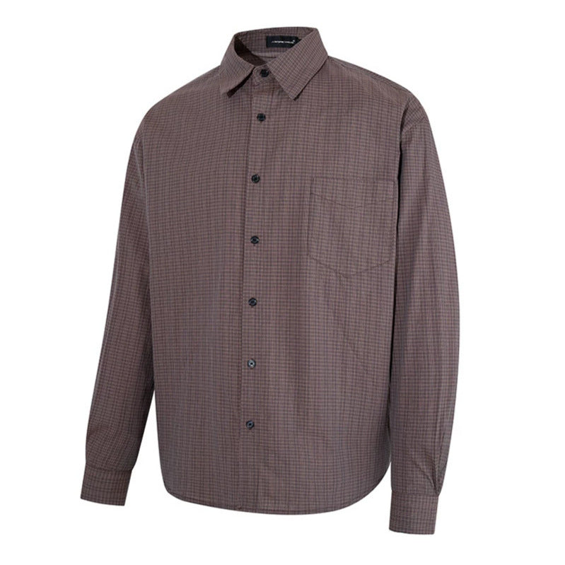 Men's long sleeve shirt in fine Glencheck with chest pocket and straight cut Chichicherry