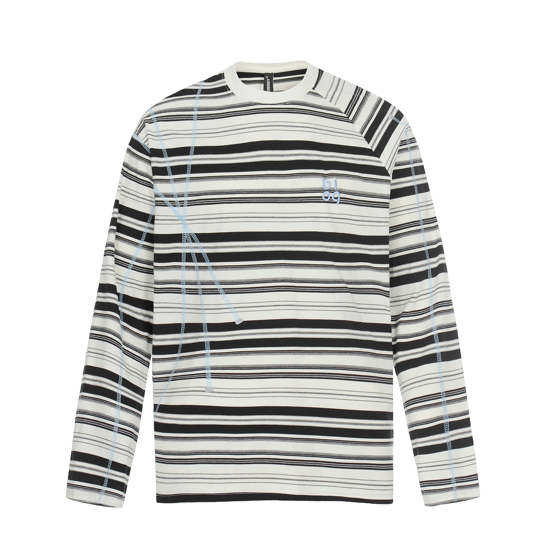 Unisex Striped Long Sleeve Shirt with Contrasting Decorative Seams Chichicherry