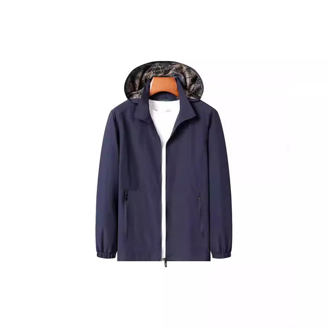 Men's Lightweight Hooded Shell Jacket with Water-Repellent Microfiber and Concealed Zipper Pockets Chichicherry