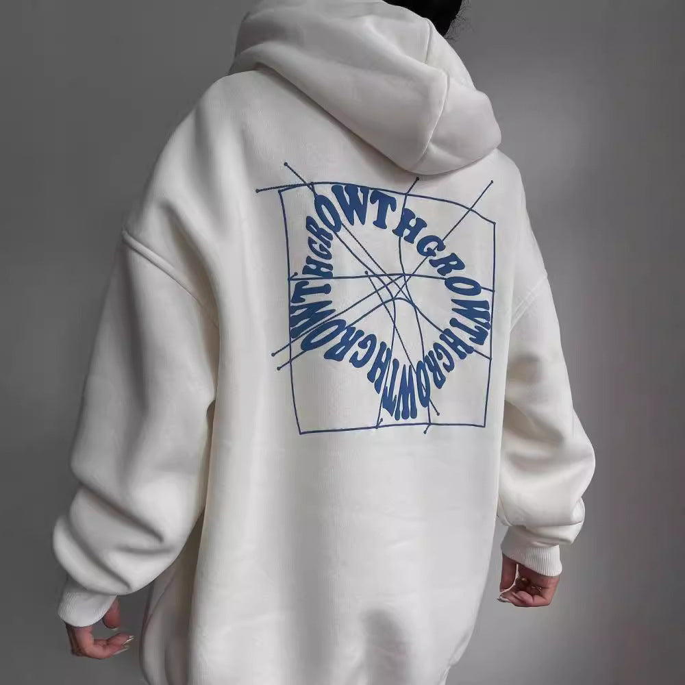 Damen Oversize Kapuzenpullover mit Grafikprint auf dem Rücken Chichicherry