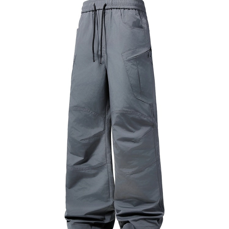 Men's loose technical cargo pants with elastic waistband and diagonal zip pocket Chichicherry
