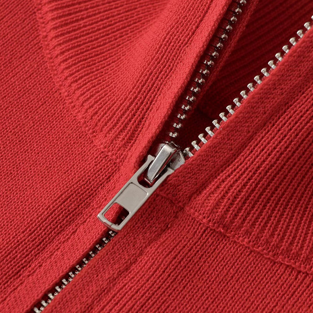 Women's Relaxed Half-Zip Fine Knit Sweater with Stand Collar and Dropped Shoulder Chichicherry