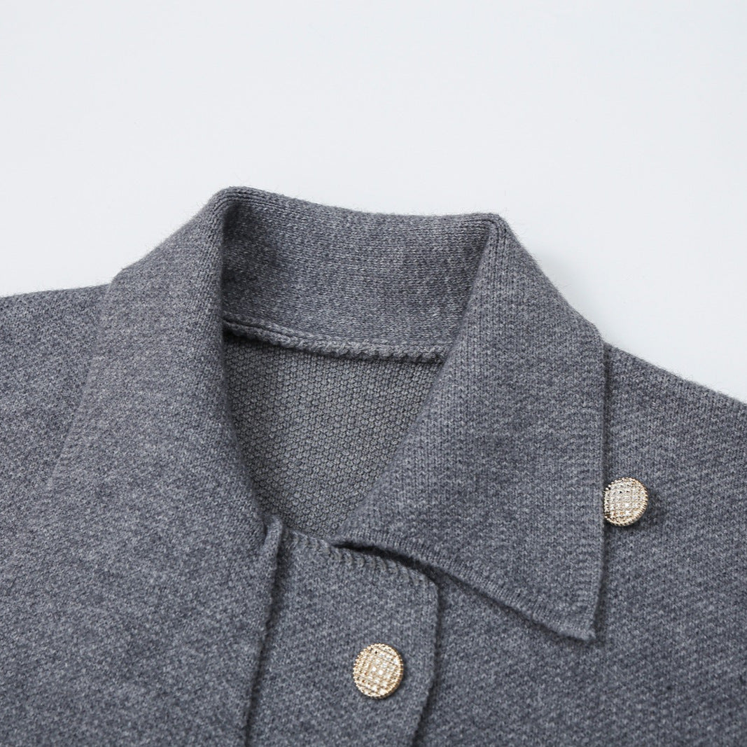 Women's Short Blouson Coat in Cocoon Cut with Asymmetrical Shawl Collar and Waist Belt Chichicherry