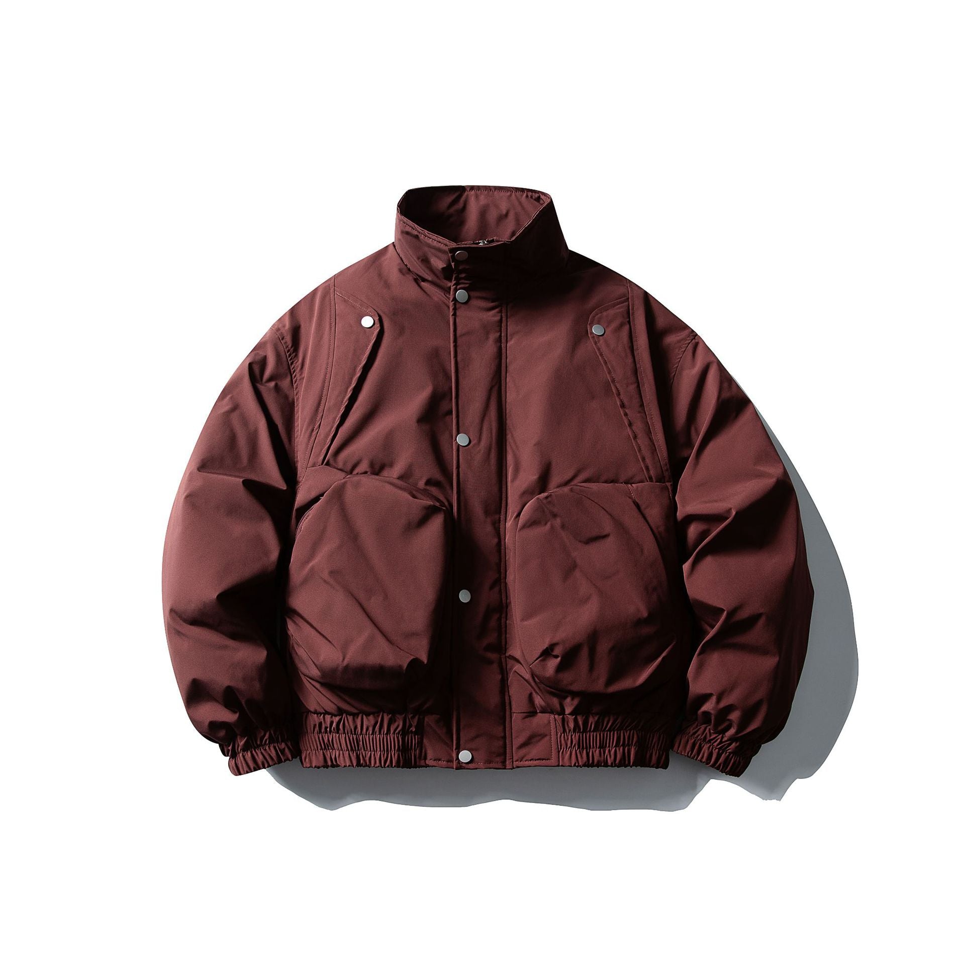 Men's Short Boxy Thermal Bomber with High Stand-Up Collar and Attached XXL Pockets Chichicherry