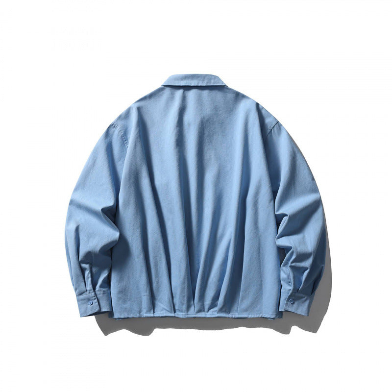 Unisex Boxy over-jacket with shirt collar, concealed zipper and soft drape Chichicherry