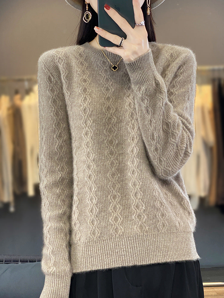 Women's cable pattern fine knit sweater with fine texture and boxy silhouette Chichicherry