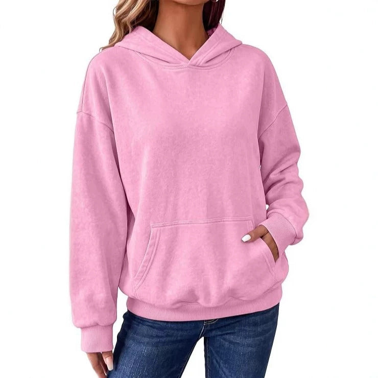 Women's Oversize Hoodie with Kangaroo Pocket, Washed Finish and Ribbed Cuffs Chichicherry
