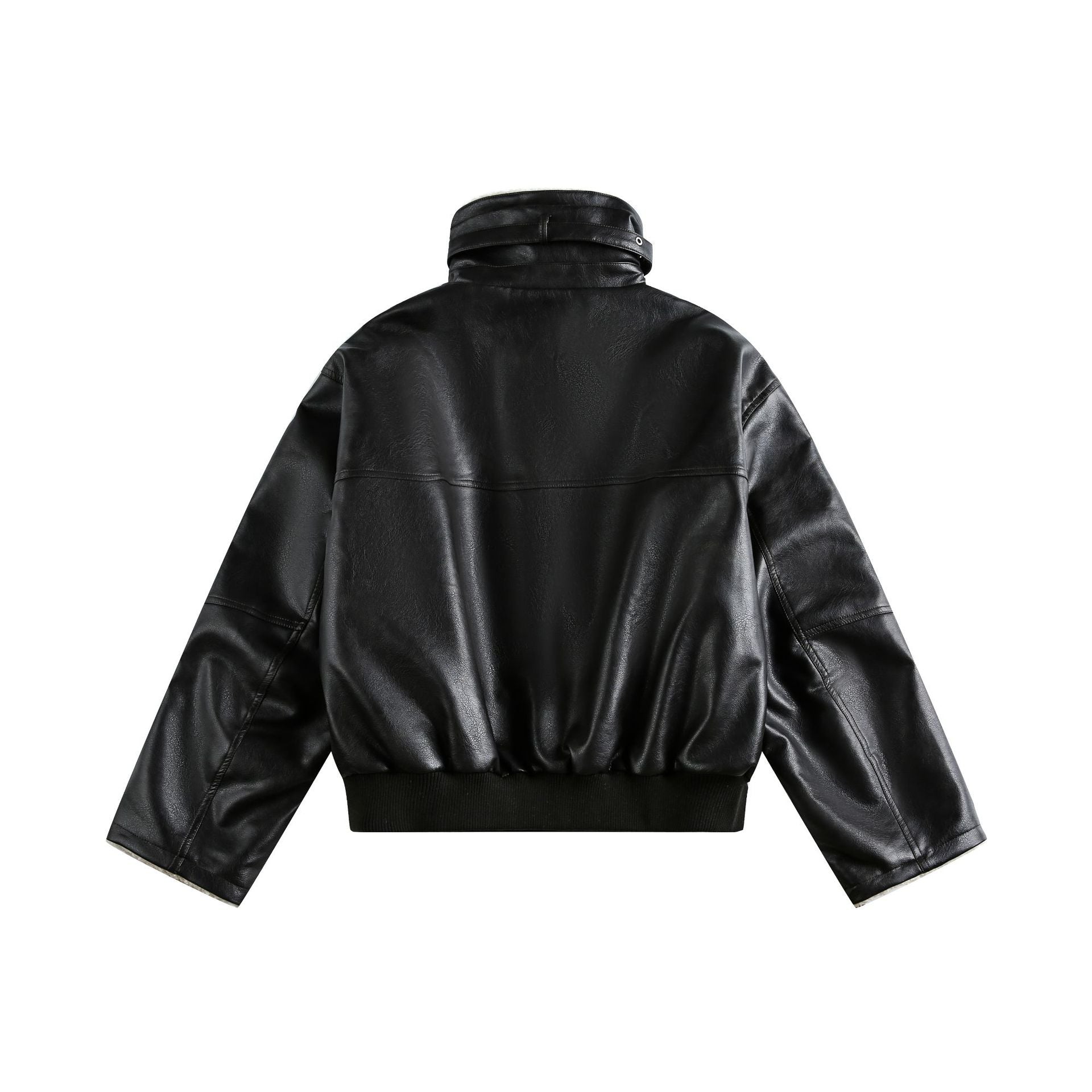 Women’s Modern Aviator Blouson made of vegan leather with teddy collar and contrasted sleeve cuffs Chichicherry