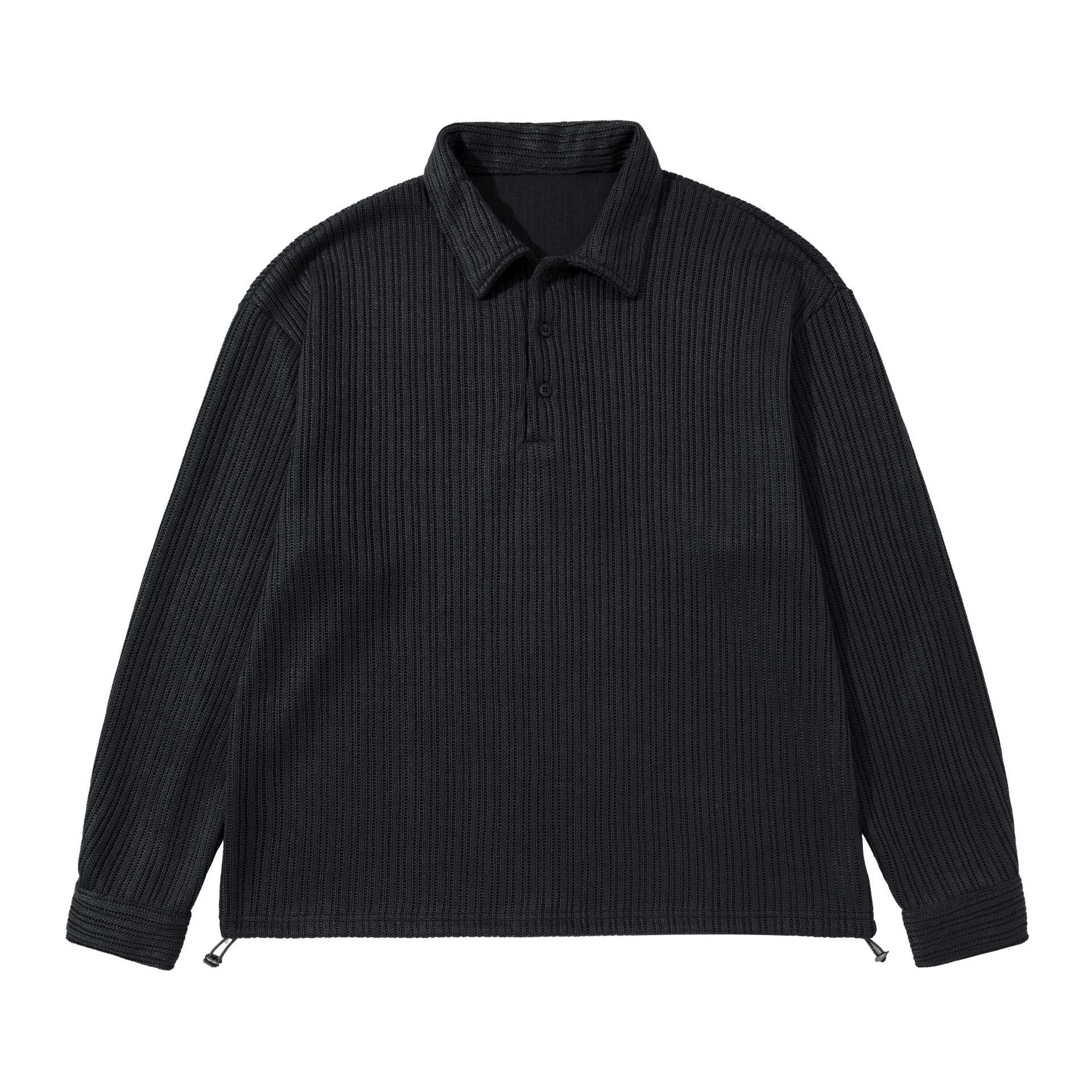 Men's Structured Polo Shirt - Knit Sweater with Button Placket and Waffle Knit Chichicherry