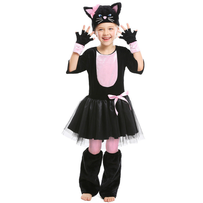 Girl Cat Costume with Tail and Soft Plush Chichicherry