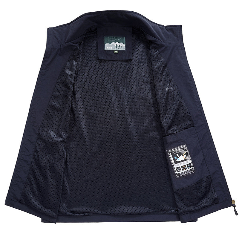 Men's Lightweight Breathable Outdoor Utility Vest with Stand-up Collar, Zipper Pockets, and Mesh Lining Chichicherry