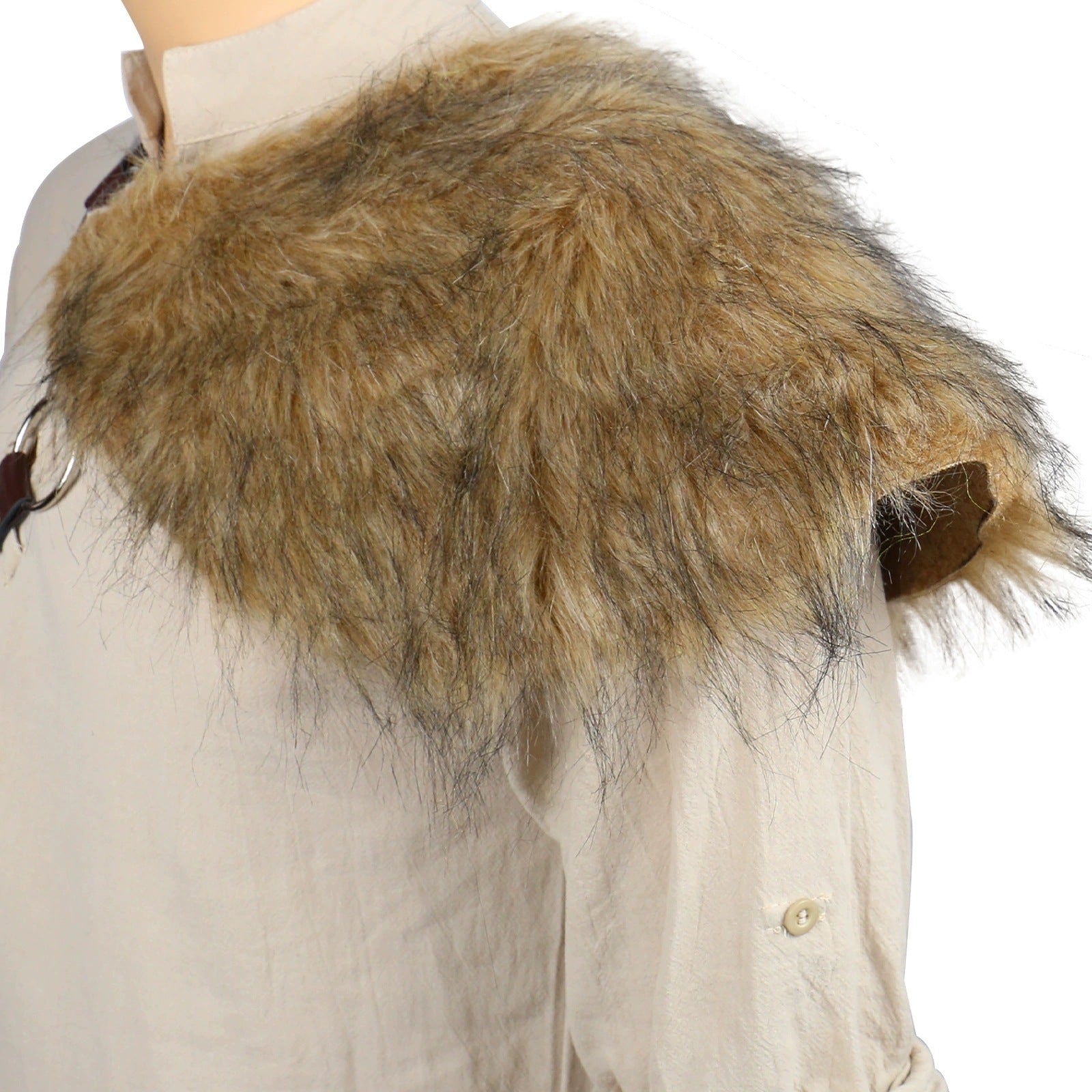 Men's decorative leather chest harness with removable faux fur shoulder pads Chichicherry