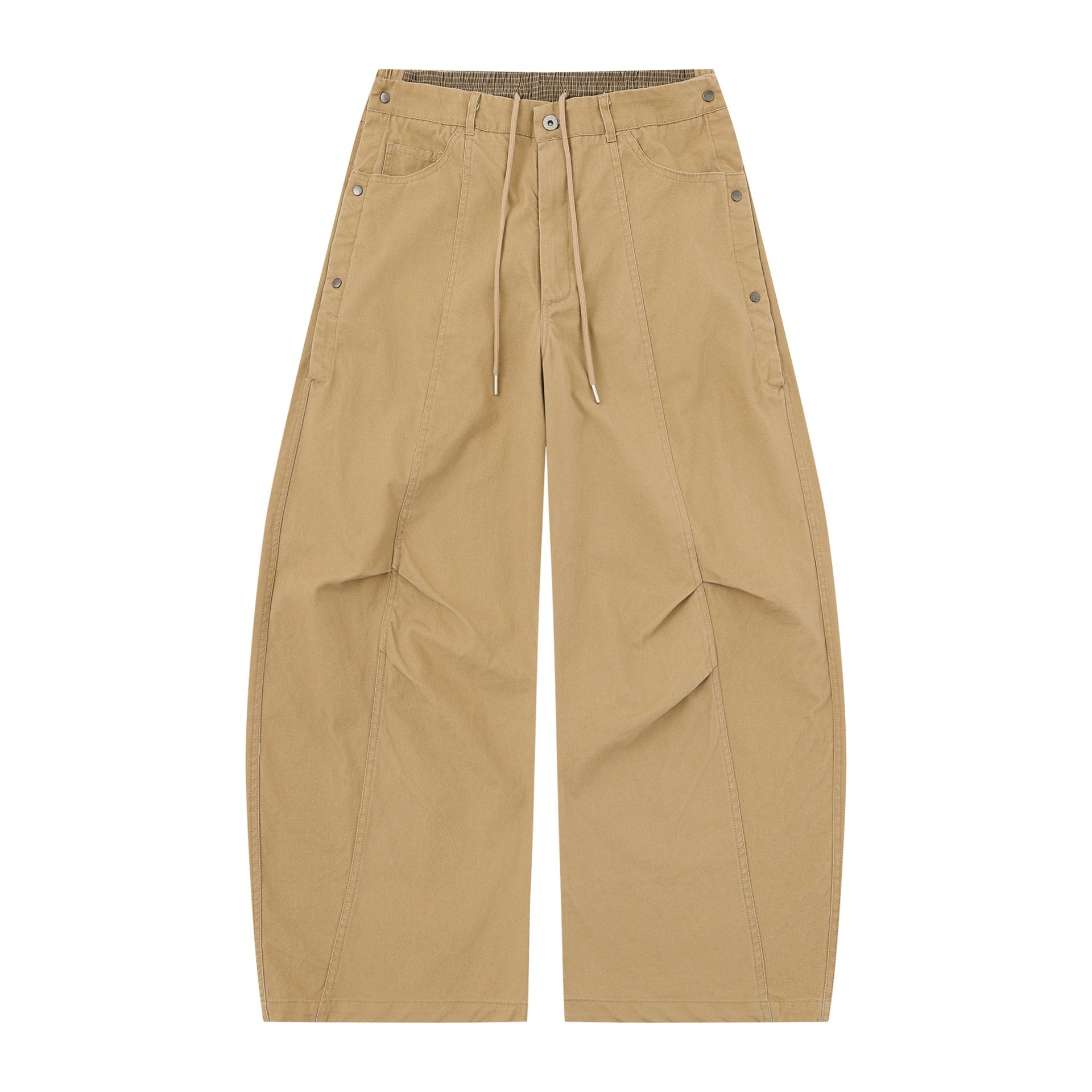 Women's Wide Culotte Trousers with Elastic Drawstring Waistband and Cargo Details Chichicherry