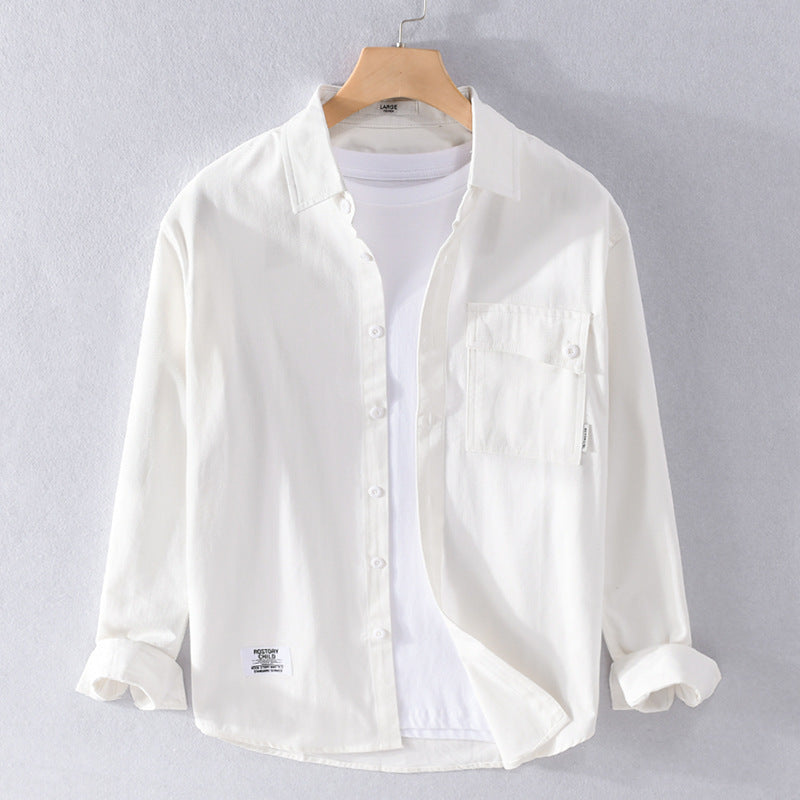Men's Loose Shirt Jacket Overshirt made of Soft Twill with integrated Layer T-Shirt and sewn-on Chest Pocket Chichicherry