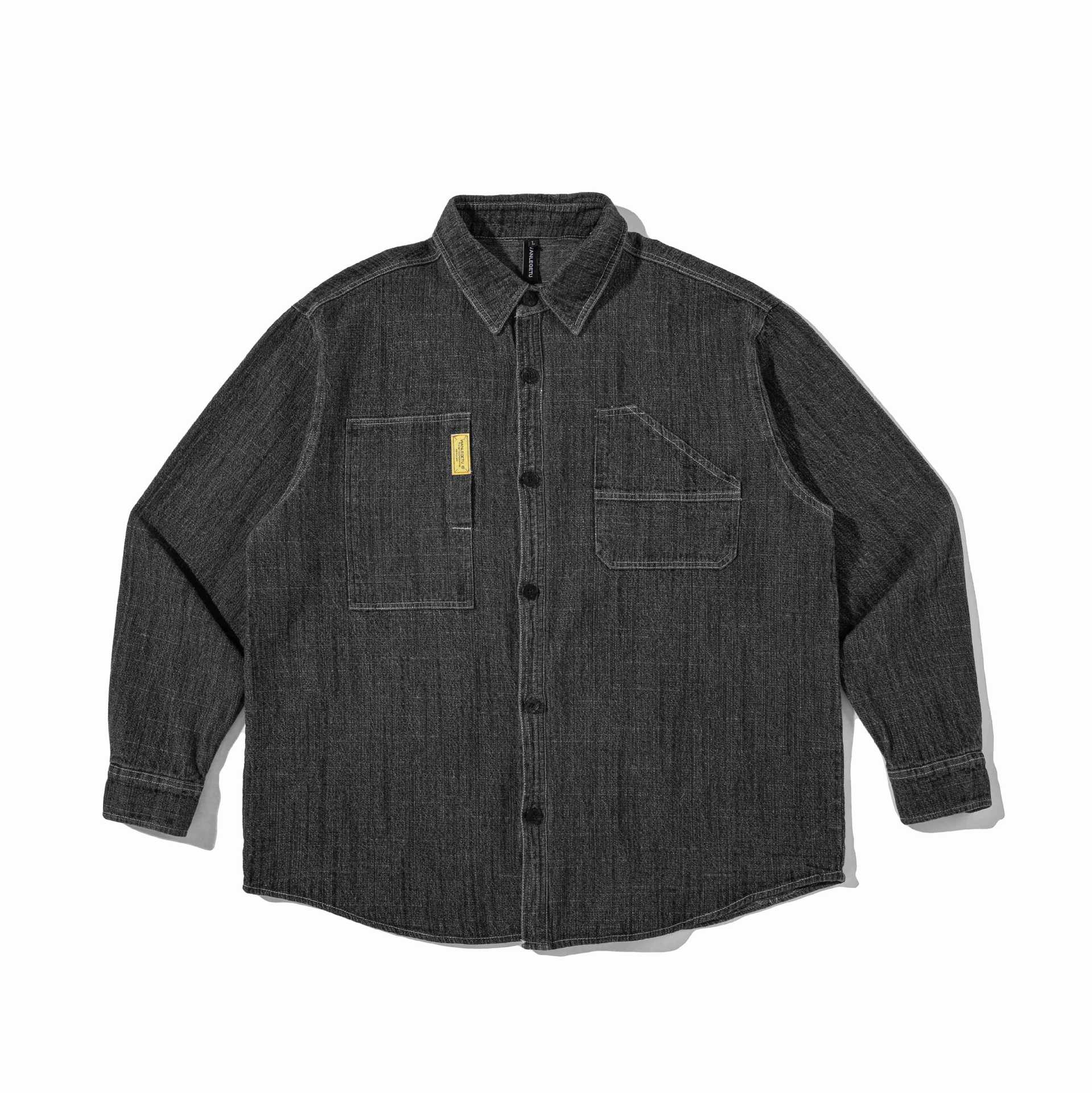 Men's sturdy denim worker overshirt with chest pockets and shirt collar Chichicherry