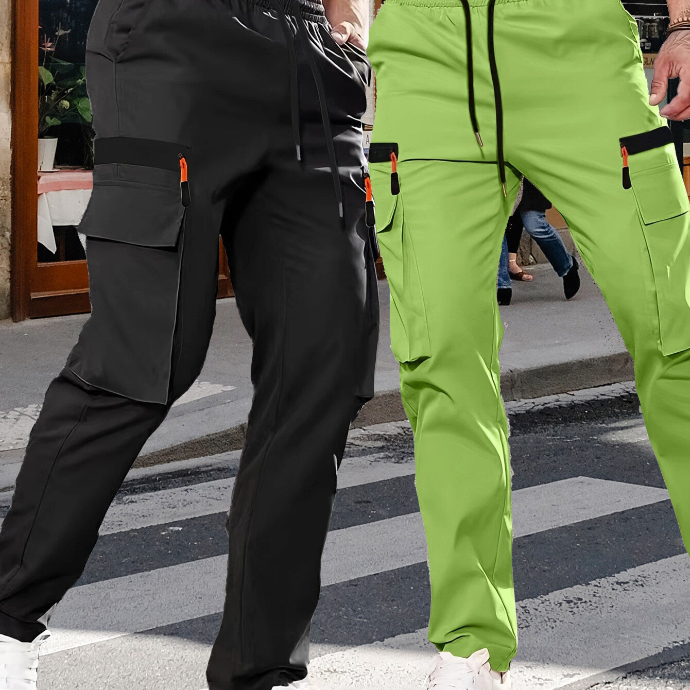 Men's utility cargo jogger pants with elastic waistband and multifunctional pockets Chichicherry